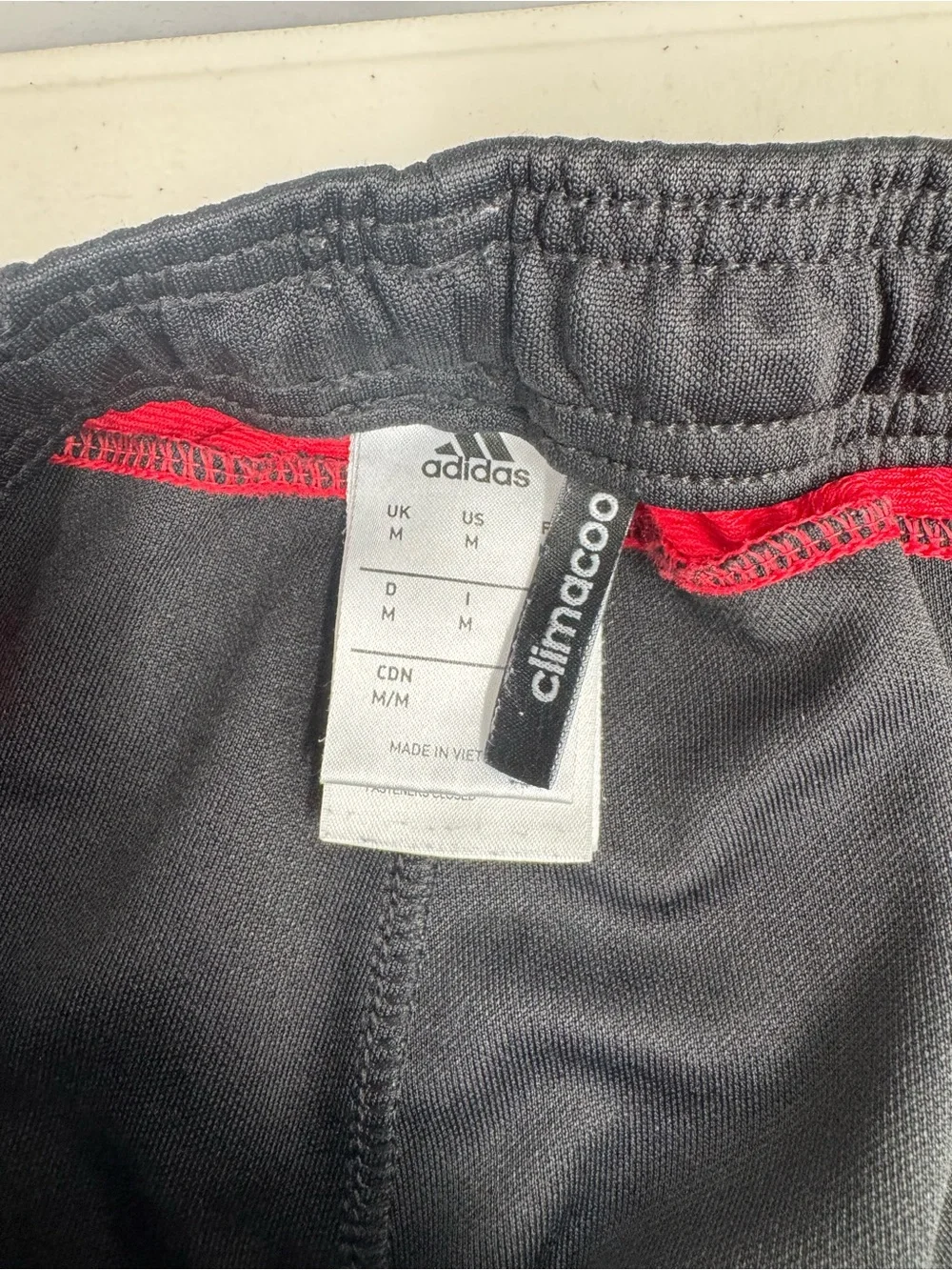 Adidas Track Pants Mens Medium Black Red 3-Stripes Climacool Athletic Soccer